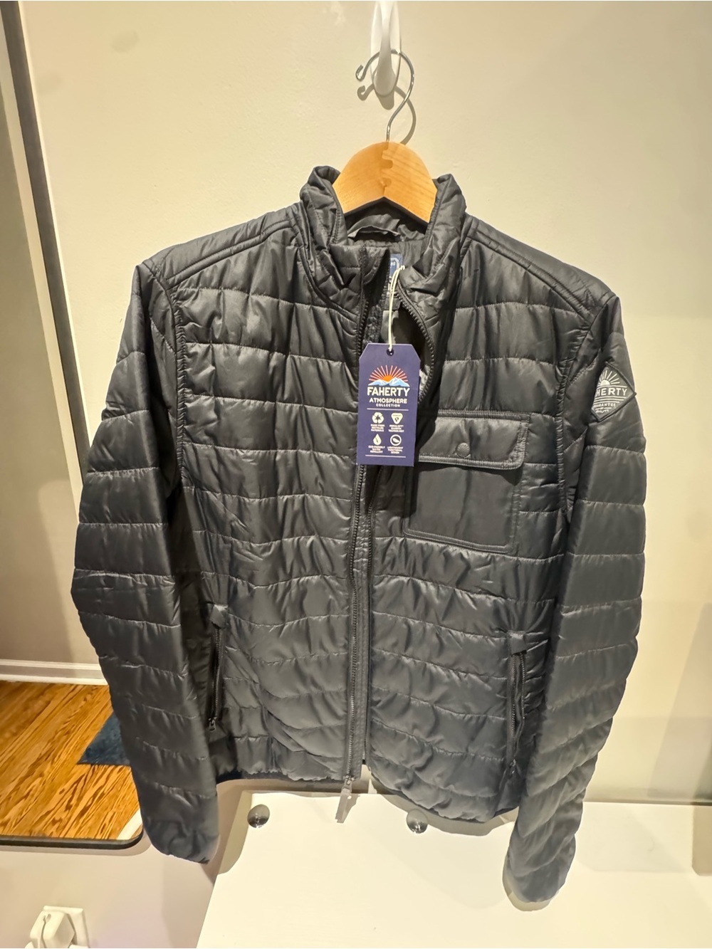 Faherty Men's Quilted Packable Puffer Jacket - Charcoal Gray